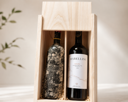 Estuche de madera doble, malbec sumergido